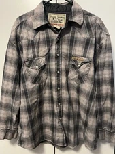 West coast Choppers shirt Men XL Pearl Snap Flannel Jesse James shirt EUC