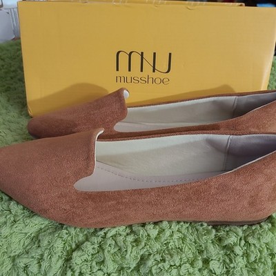 Musshoe Brown Faux Suede Pointed Toe Flats Women's Size 8 Slip On Casual