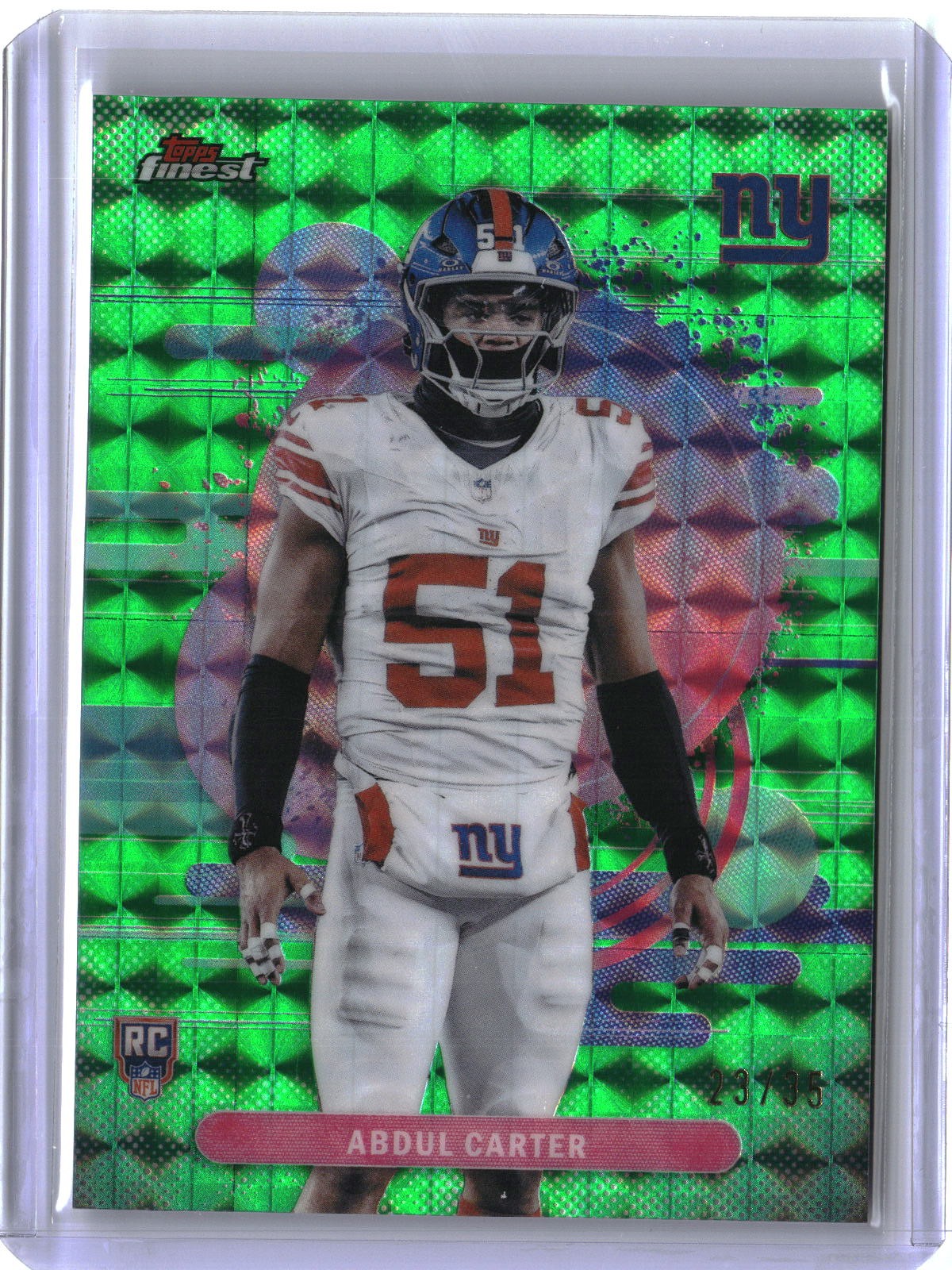 2025 Topps Finest #121 Abdul Carter Green Geometric Refractor #/35 RC