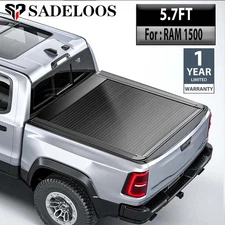 5‘7" Retractable Truck Bed Cover Hard Tonneau Cover For 2009-2024 Dodge RAM 1500