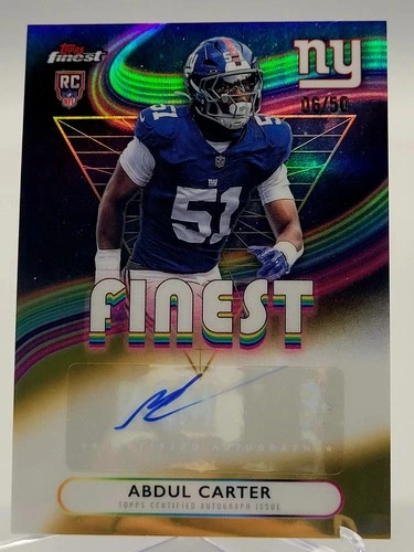 2025 FINEST ABDUL CARTER  ROOKIE AUTO FOOTBALL CARD  06/50 GIANTS NFL topps