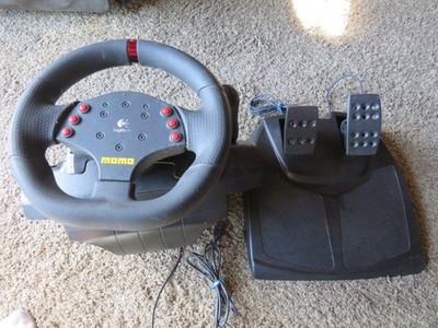 Logitech MOMO Racing Force Feedback Steering Wheel/ Pedal E-UH9 NO POWER ADAPTER