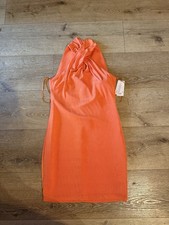 Guess Women's Orange Scuba Crepe Crossover Halter Yasmine Dress Size L