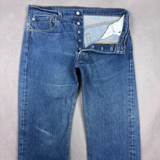 Levis 501 Jeans Mens 34x36 Blue Denim Pants Button Fly Faded Workwear Tag36x38
