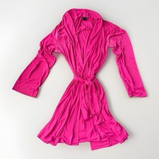 Natori Fuchsia Pink Silky Wrap Robe Small Lightweight Long Sleeve Belted