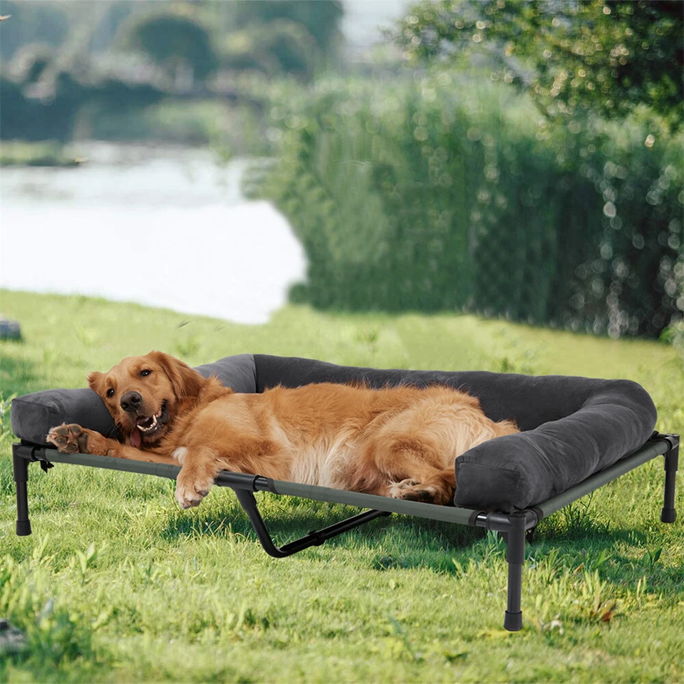 Cama elevada XXL extra grande de refrigeración interior exterior para perros con alfombrilla de felpa para invierno Foto 2 de 4