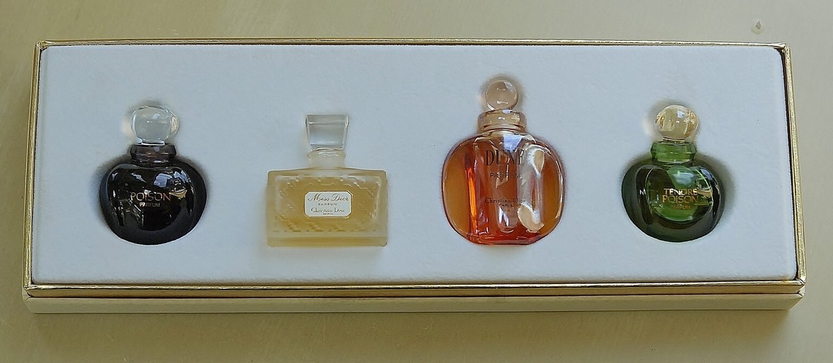 Vtg CHRISTIAN DIOR* MINIATURES 4x 5ml PURE PARFUM Poison-Tendre
