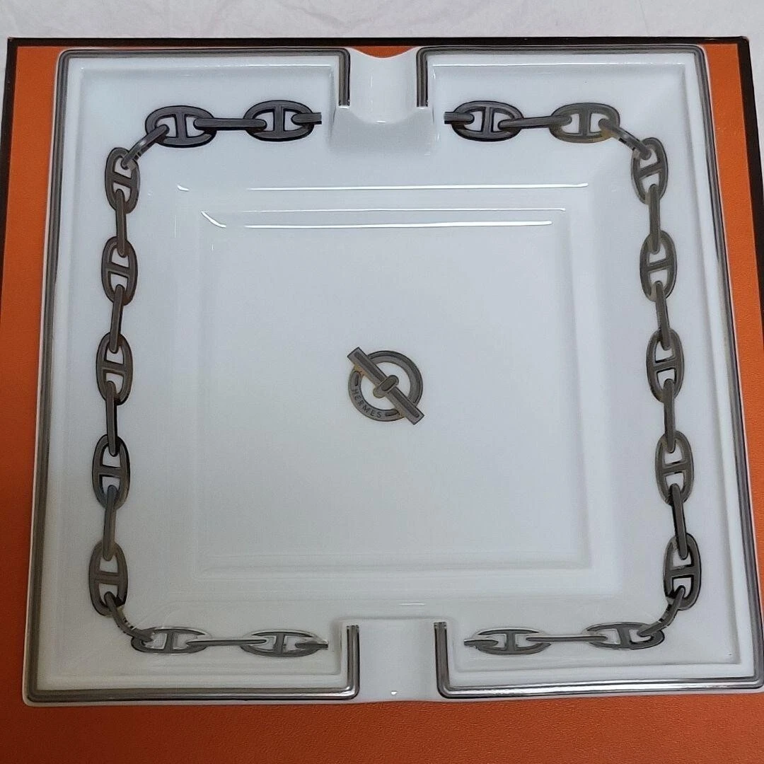 Hermes Paris Ashtray Chaine d'Ancre Pattern Dish Porcelain Tray Plate No  box | eBay