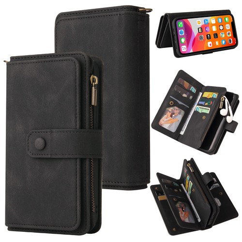 Luxury 15 Card Zippe Multifunction Wrist Strap Flip Wallet PU Leather Case Cover - Picture 26 of 48