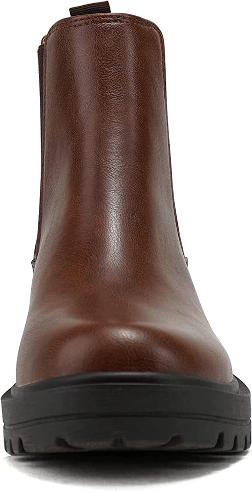 Botines de combate Soda Pilot Coñac Pull On Punta Redondeada Gruesos Tacón Bloque Foto 4 de 4