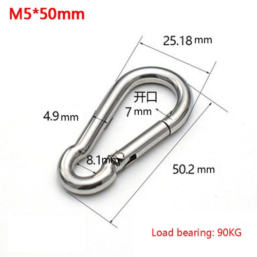 Stainless Steel Carabiner Clip Snap Hook Spring Loaded Carabina Carbine 40-180mm - Picture 7 of 33