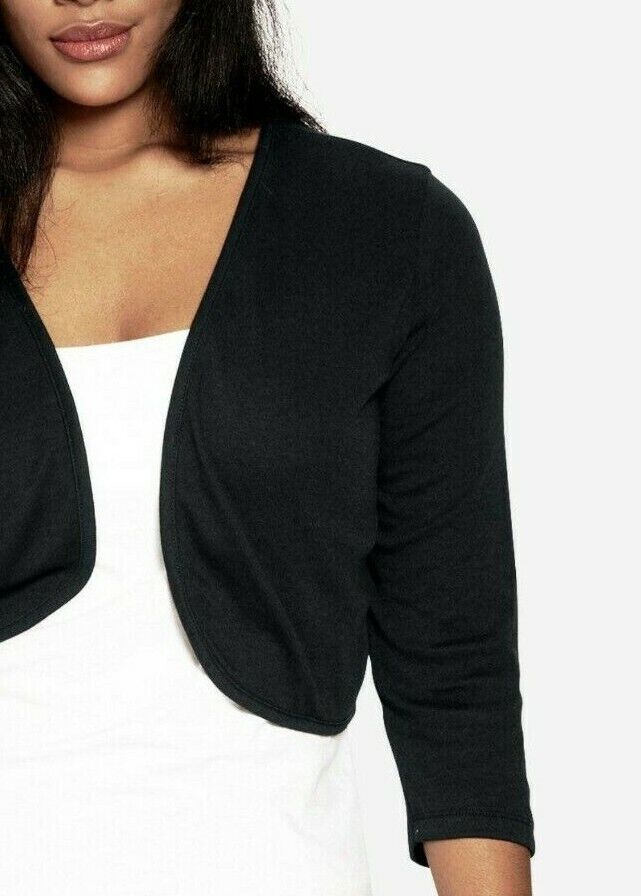 Women's plus size 3/4 Long Sleeve BLACK Bolero Shrug 2X 3X 4X 22/24 26/28  30/32 | eBay