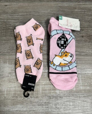 NWT WOMENS TARGET XHILARATION FOREVER 21 LOW CUT HAMSTER SOCKS SET OF 2 GERBIL