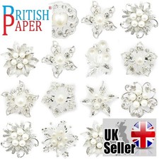 Silver Pin Brooches Crystals Pearls Wedding Bouquet Job Lot Bridal Bundle Brooch