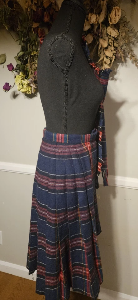 Falda y bufanda vintage de mezcla de lana a cuadros años 60 Foto 4 de 4