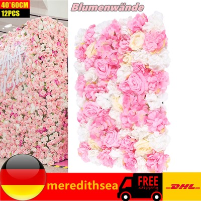12pcs 60*40cm Kunstseide Blumenwand Hochzeit Dekoration Wandpaneele Flower Wall 