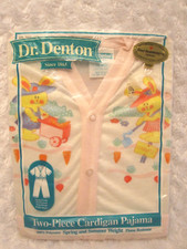 Vintage Dr. Denton 12 Months 2pc Pajama Set Bunnies Pink Trim New In Package NOS