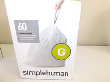 Simple Human Code G Custom Fit Drawstring Trash Bags, 30 Liter 8 Gallon, White
