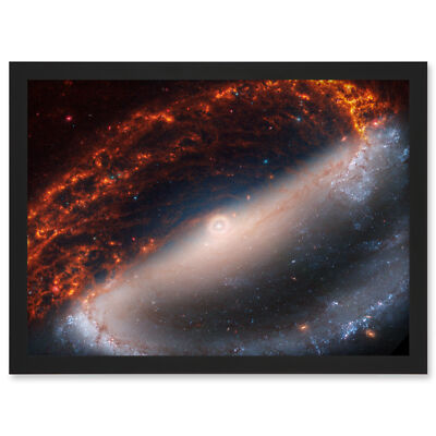 NASA Hubble James Webb Telescope Spiral Galaxy NGC 1300 Framed Wall Art Print A3