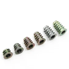 3/16 1/4 5/16 3/8 Zinc Alloy Furniture Hex Drive Nut Screw Threaded Wood Inserts