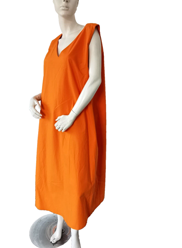 🌟 MARINA RINALDI Orange COTTON Dress PLUS size (MR 25) US W16_ It54_ De46_Uk20 - Picture 13 of 22