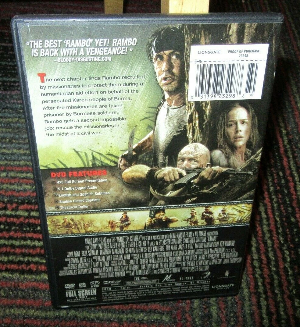 RAMBO DVD MOVIE SYLVESTER STALLONE JULIE BENZ MATTHEW MARSDEN PAUL S. FS