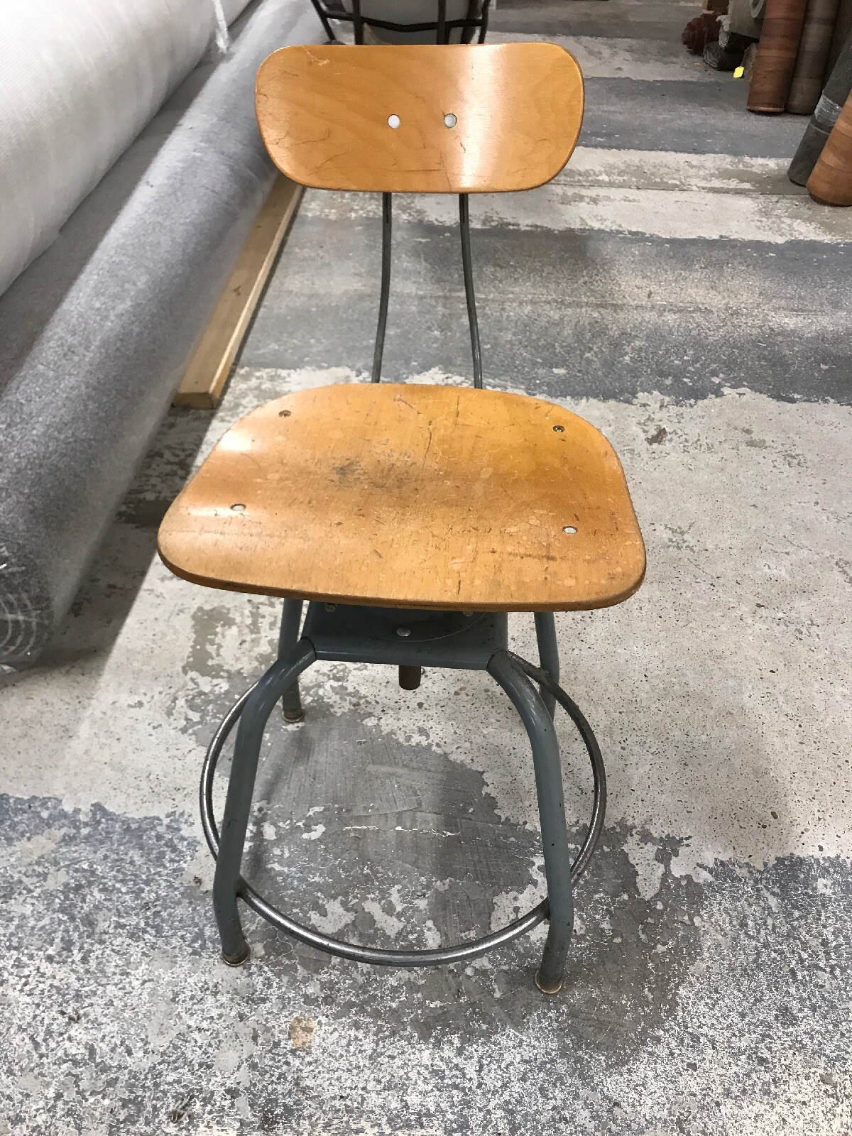 Vintage Hallowell Drafting Stool Adjustable Industrial Architect’s