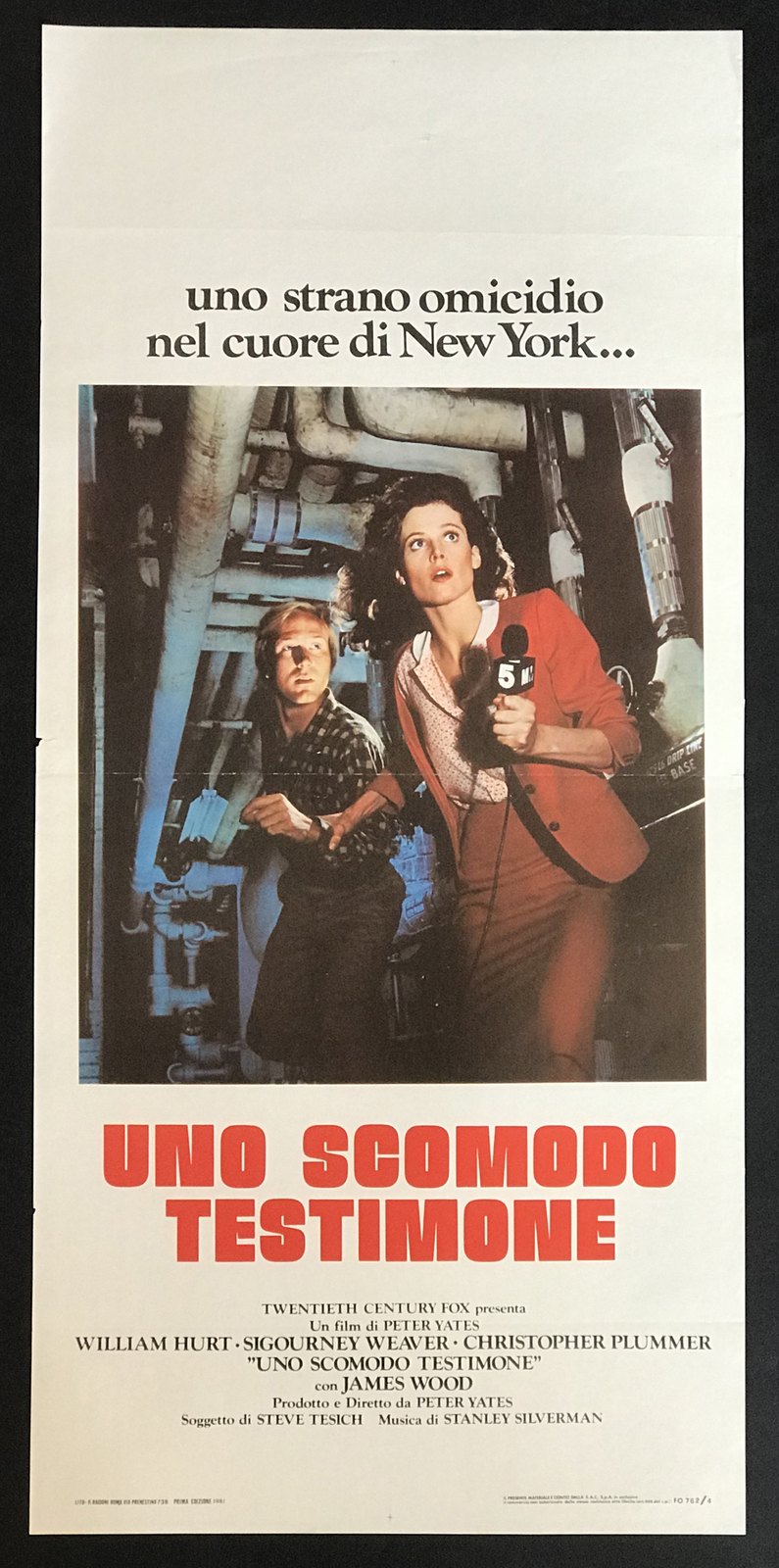 Locandina originale film Uno scomodo testimone (1981) - Regia di Peter Yates
