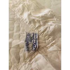 Vintage Quiltex Baby Blanket white Satin Trim Binding quilt 42"x34"
