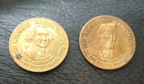 GEORGE WASHINGTON & ABE LINCOLN Token President Collectible Large Coins Medal