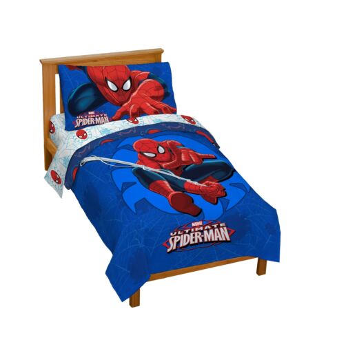 Marvel Spiderman 'Regulator' Toddler 4 Piece Bed Set Blue - Picture 1 of 9