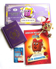 lustiges Geschenk Set "Alte Schachtel" Buch/Pass Kuvert Magnet Geburtstag Frauen