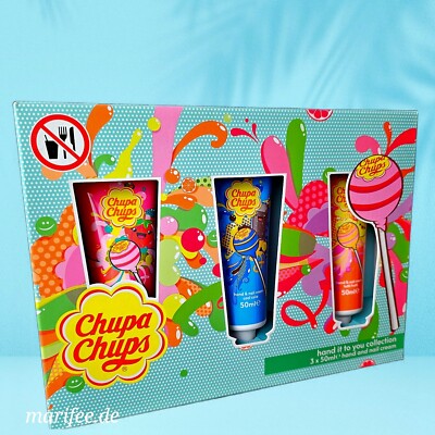 Chupa Chups Hand und Nagelcreme, Geschenkbox, Tutti Frutti, Cool Cola, Strawberr