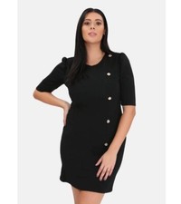 plus size button dress UK 18-20 womens puff sleeve evening party