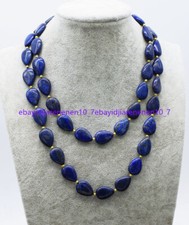 Natural Blue Egyptian Lapis Lazuli Gems 13x18mm Teardrop Beads Necklace 18-36 in