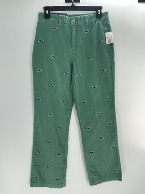 古着 Vineyard Vines ヴィニヤードヴァインズ ロングパンツ w33 グリーン系 フィッシュ刺繍 メンズ Vineyard Vines Whale Embroidered Corduroy Club Pants Green Size 16