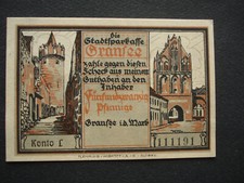 Banknotgeld 1921: MIASTO GRANSEE i. d. MARKA BRANDENBURG, 25 pfg., bfr.