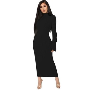 long sleeve ankle length bodycon dress
