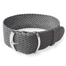 20mm Gray Perlon Cross Weave Braided Nylon Watch Strap Band Single Pass Design