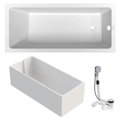 Duravit Opportunity Acryl Badewanne 180x80 cm + Träger + Ablauf Multiplex Viega