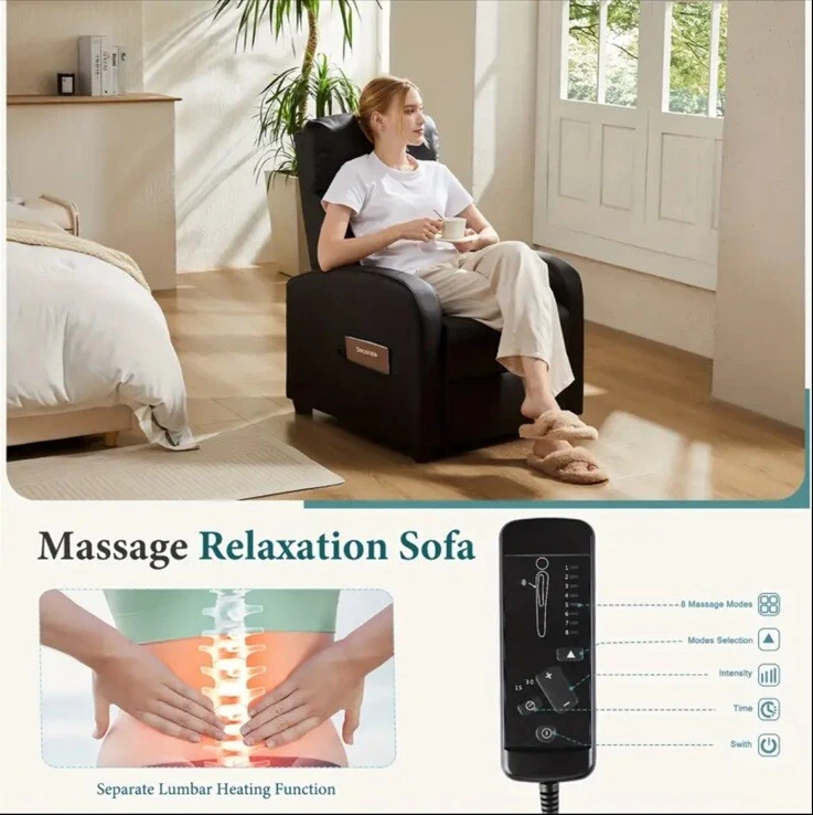 Modern Black Leather Massaging Recliner Chair Sofa For Living/Family Room *NEW*
Opens in a new windo