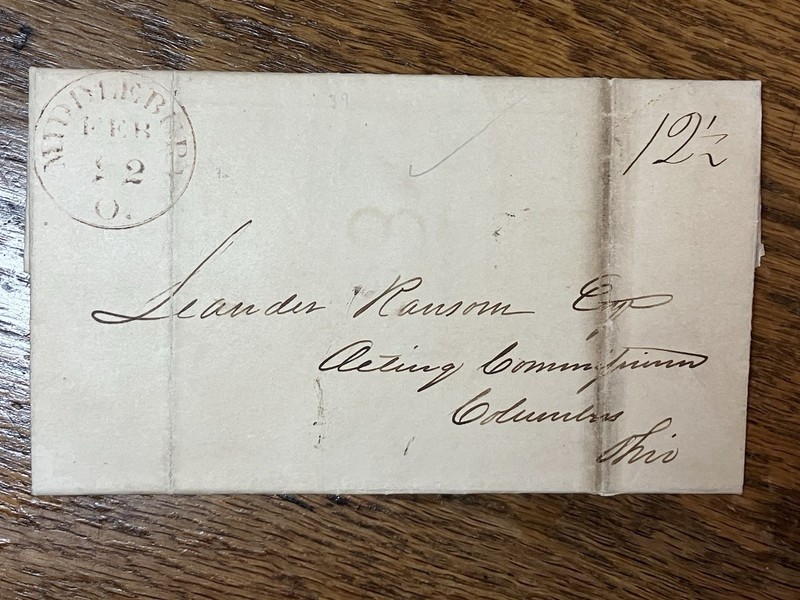 1839 - Vintage Handwritten Letter - To:  Acting Commissioner in COLUMBUS, OHIO