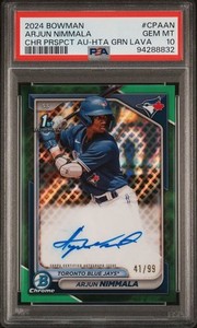 2024 Bowman Chrome Arjun Nimmala Green Lava Refractor Auto /99 CPA-AN PSA 10