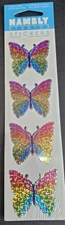 Vintage  Hambly Rainbow Butterfly x4 Stickers Foil New Pack 1 Sheet