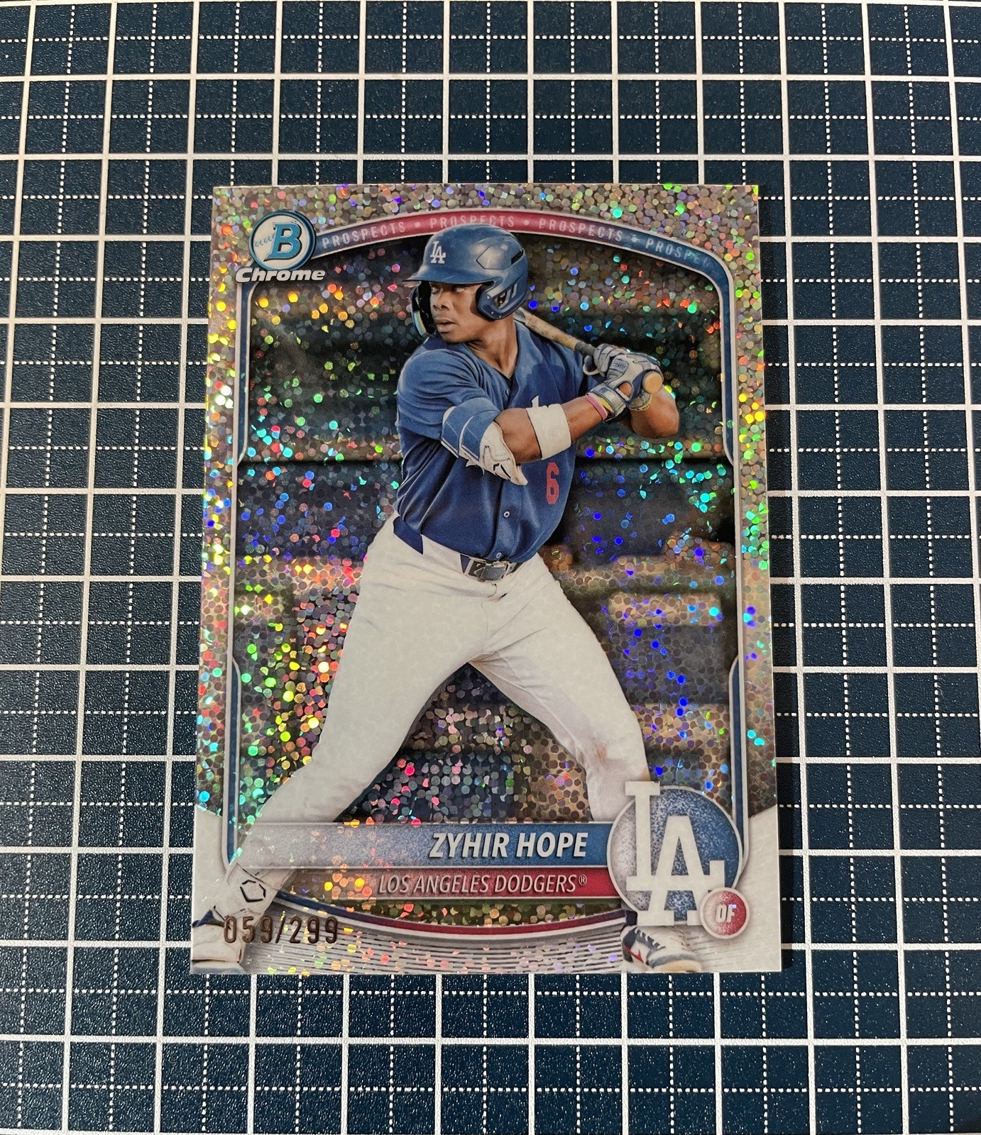 2025 Bowman Chrome Zyhir Hope Speckle Refractor /299 #BCP-2 Dodgers