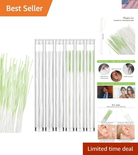 360 Disposable Ear Piercing Cleaner Floss - Flexible, Easy to Use, White & Green - product listing photo