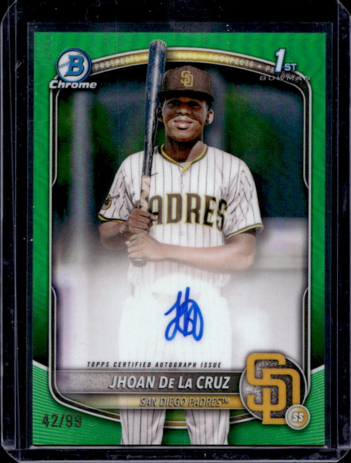 2025 Bowman Chrome Jhoan De La Cruz Auto Green Refractor 1st #42/99