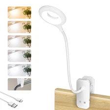Clip on Reading Light for Bed Headboard, Rechargeable Battery Clamp on Bunk Bed