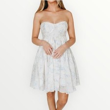 Worth Collective Kennedy Floral Strapless Dress in Blue Size M