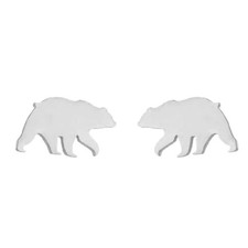Minimalist Bear Small Little Stud Earrings for Women Teen 7mm 13mm, Silver